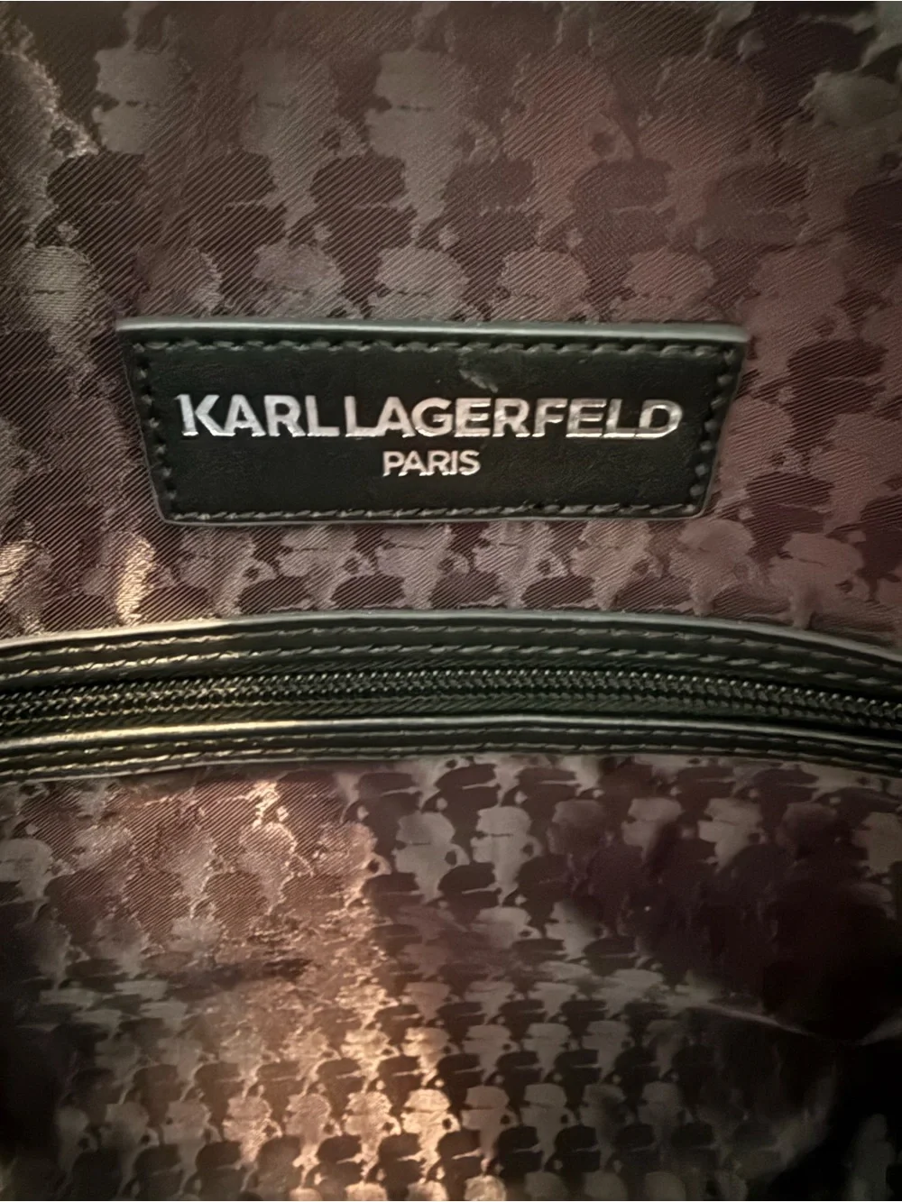 Karl Lagerfeld Beige Monogram Duffel with Black Trim